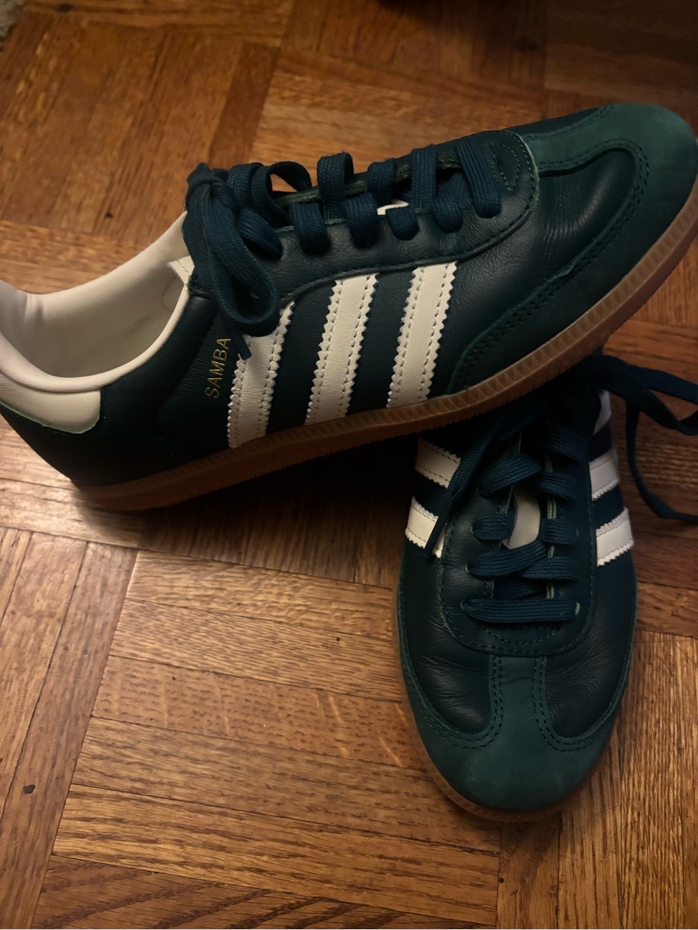 Adidas Samba Youth Sneakers in Dark Green with White Stripes 5y